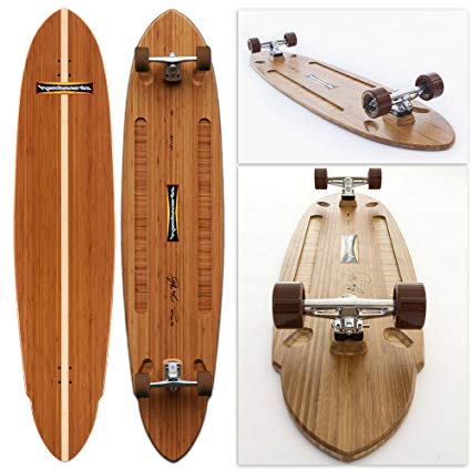 Hamboards Pinger - Handcrafted High-Performance Longboard Skateboard For Pumping, Landsurfing & Land Paddling - Super Hard Bamboo