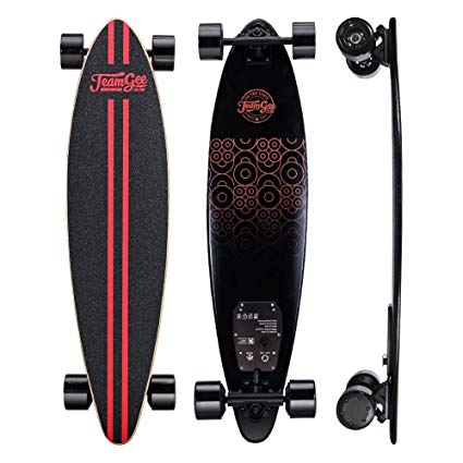 Teamgee Electric skateboard | Great Last Mile Vehicle Solution | 37 Inch Pintail Longboard |11 Ply Maple Deck | 10 Miles Range | 18.5 MPH | Vlogger's Best Companion